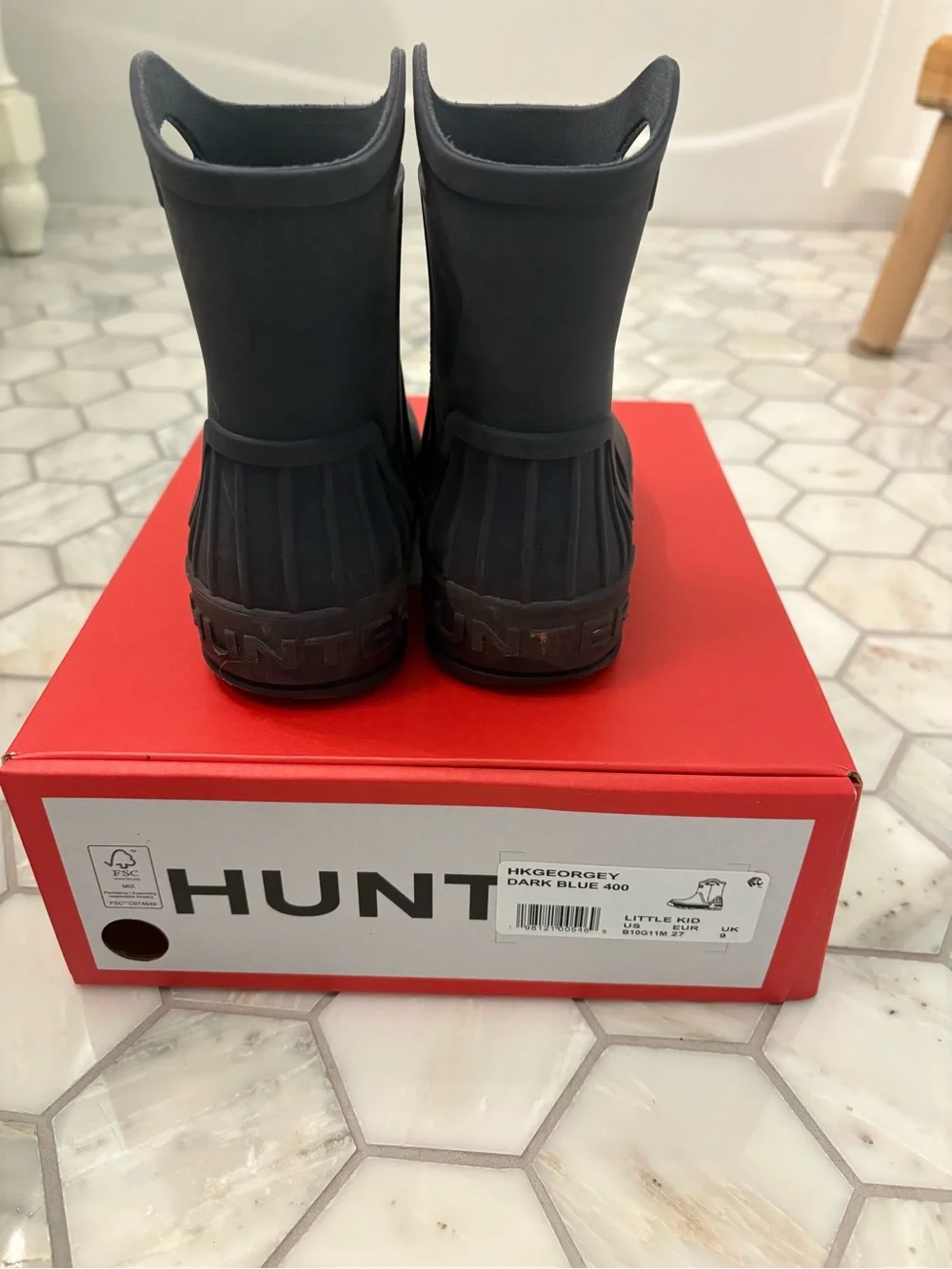 Hunter Little Kids Georgey Waterproof Rain Boots Size 10C Dark Blue